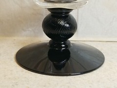 Vintage Black & Clear Fry FRY1 Optic Bowl Water Goblet 5 1/4″ Twisted Ball Stem