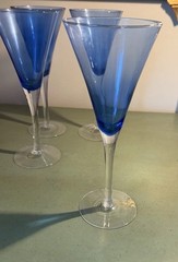 Vintage Cobalt Blue Champagne￼ Glasses, Set of 4, Mid Century Stemware