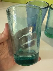 Fire & Light 12oz Tumblers Textured Glass Set Of 4: 2 Aqua And 2 Cobalt