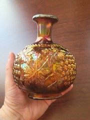 Nice Purple Northwood Carnival Glass Grape & Cable Cologne Bottle w Stopper