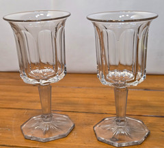 Antique EAPG Ashburton Pattern Glass Goblet c.1800s Hexagonal Base Bubbles/Seeds