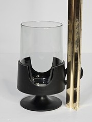 Vintage Set of 4 Glas-Snap by Corning Black and Smoke Glass Glasses MCM