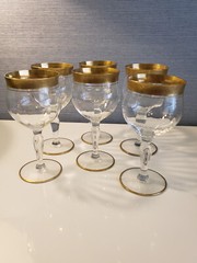 6- Glastonbury Lotus Rambler Rose 6-1/8″ optic tulip water goblet