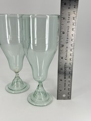 2 Antique handblown rum runner glasses Pale green 1930s Barware 7.25″H Vintage