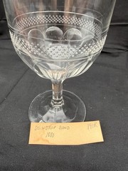 Antique EAPG Dewdrop Band Goblet Clear Pressed Glass c1880 Victorian