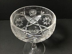 Crystal Etched with Stars & Fans Sherbet/Champagne Glasses Set of 3