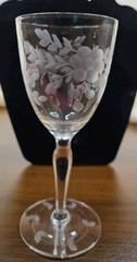 6 Glastonbury Lotus Alberta Panel Etched Crystal Sherry Glass circa 1928-1935