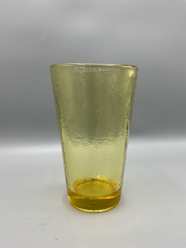 Fire and Light Recycled Glass 16 oz Tumbler Drinking Glass Citrus Yellow 6” Tall