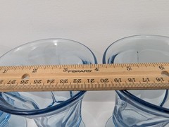 4 Fostoria Jamestown 10 oz Blue Tea Water Goblets Swirl MCM Ice Cream Sundae