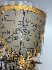 7 Vintage MCM Cera 22K Gold Old World Map Cocktail Tumblers Glasses EUC L👀K