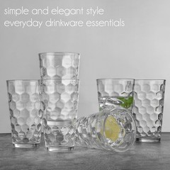 ALINK 16 Oz Drinking Glasses, Set 6 Highball Glass Cups Bar Glasses, Clear