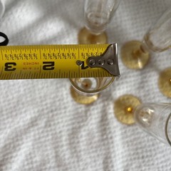Vintage Clear Glass Amber Stem Cordial/Sherry Flutes Set Of 5