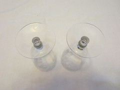 Pair of Standard Glass Depression Era Iced Teas Optic Bowl Gray Cut #136