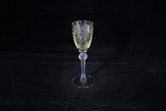 CAMBRIDGE GLASS # 3135 STEM GOLD KRYSTOL BOWL APPLE BLOSSOM ETCH CORDIAL 1 OZ.