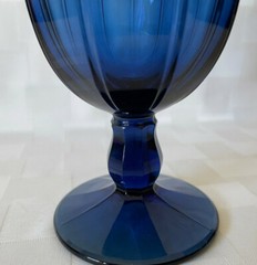 Noritake Provincial Colonial Dark Blue Water Goblet 5.5″ Glass Vintage Japan