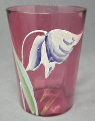 Antique Bohemian Cranberry Glass Tumbler Hand-Painted