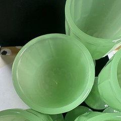 Lot of 10 Jadeite Green Amelie Sunflower Mini Goblet Cordial Shot Glasses MINT