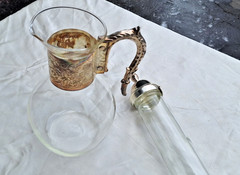 Vtg. Wine Carafe Pitcher and Ice Tube Insert Silver plate