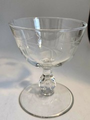 Vintage Etched Butterfly Designs Sherbet Glasses Set Of 3