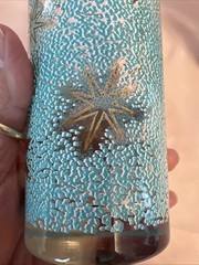 Vintage Libby Atomic Starburst Turquoise Blue Gold MCM Glass Tumbler Set 4 Box