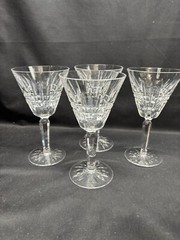 Set of 4 ~ Waterford Crystal «GLENMORE» Claret Wine ~ 6 1/2″ Tall