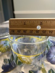Blue Green Yellow Flowers Floral Drinking Glasses Set of 6 Vtg