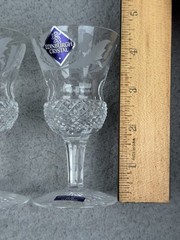 Edinburgh Thistle Cut Crystal Wine Goblet Glasses Pair 4.3″ Tall