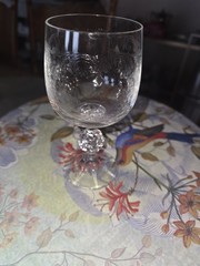 Import Associates CASCADE Etched Glass WINE Goblet 5 7/8″ tall