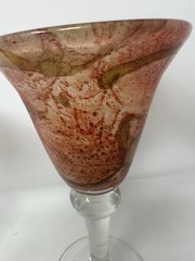 Hand Blown Goblets Stemware Stone Look Vintage Rare Earthtones Rustic Elegance