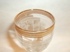 Set of 5 Vintage Etched Crystal Liquor Glasses Fleur de Lis Design 4 1/4”..NICE!