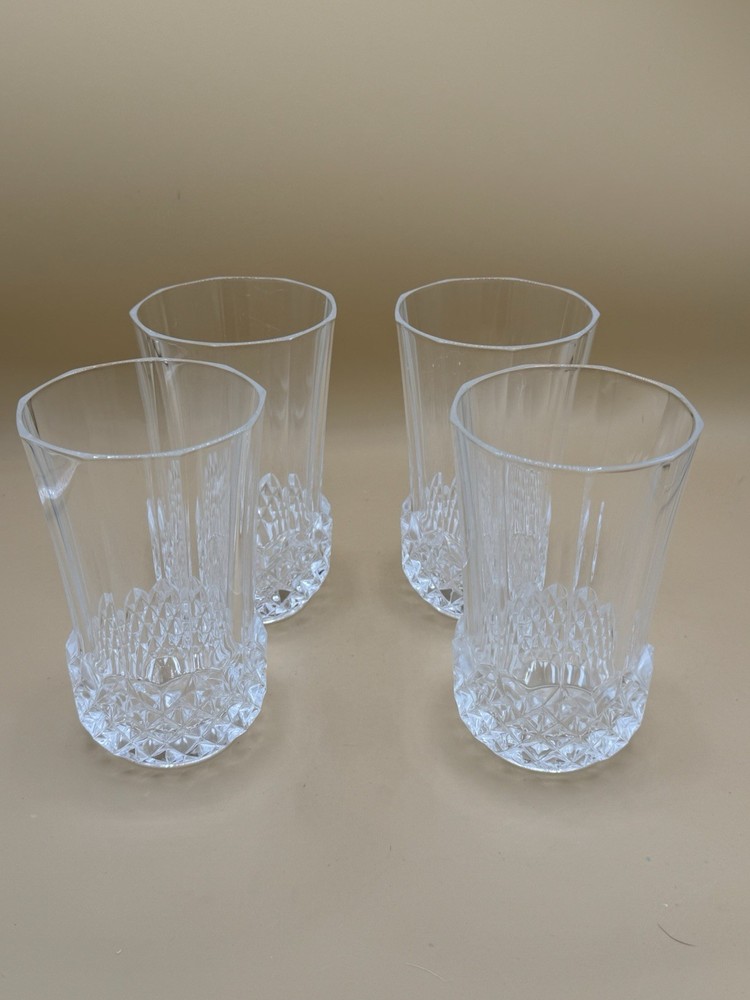 Cristal D’Arques Durand Crystal Longchamp Pattern Flat Tumbler Set 4