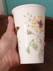 Lenox Butterfly Meadow Porcelain Tumbler Drinking Glass Monogram «T»