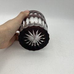 Crystal Whiskey Tumbler Cut To Clear Burgundy