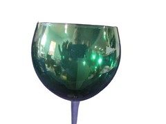 Lenox Holiday Gems Emerald Green Balloon Wine Glass Clear Stem and foot, nwt