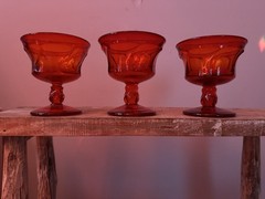Set Of 3 Vintage Argus Ruby Red by FOSTORIA ☆Sherbet ☆