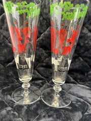 Vintage Libbey Gay Nineties Brass Band Parade Tall Cocktail Glass Set Of 2 1960s