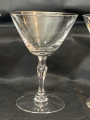 4 – Fostoria Engagement Crystal Platinum Rim Champagne Cocktail Glasses. 5.5”