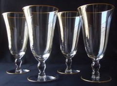SET OF 4 VINTAGE GLASTONBURY-LOTUS ‘SHARON CLEAR’ CRYSTAL ICE TEA GLASSES 6-5/8″