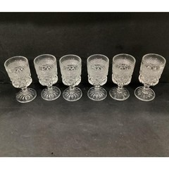 Anchor Hocking Wexford Wine Glasses, Set of 6, Diamond Cut Pattern Pressed Glass