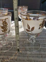 Vintage Glassware Gold Etched Leaves & Foliage 5 1/2″ Water Goblets 8oz Liberty