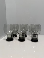 Set of 6 Vintage Federal Glass 12 oz Beer Glasses in Sundown Smoke