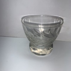 Vintage Set Of 3 Wheat Etched Low Ball Glasses 3” High MCM Heavy Round Bottom