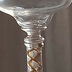 19th century Salviati Venetian etched goblet gold glitter twisted stem 16 cm