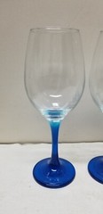 4 EPURE GLASS BLUE FADE WINE GOBLETS 8 1/4″