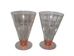 2 Pink Etched Water/Juice glasses