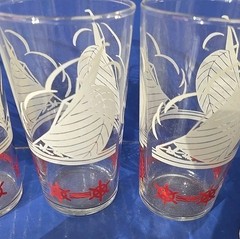6-1950s-1960s Sailboats & Anchors Swanky Swigs 4 3/4″ Juice Tumblers