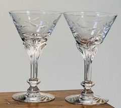 2 Tiffin Franciscan Lenox Wreath #17418 Stem Crystal Champagne Sherbets Retired