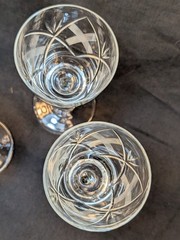 Antique «X» Goblets, Hand Cut Intricate X Design Lyngby? Sasaki?