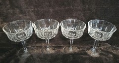 Vintage Clear Pressed Cut Glass Champagne Coupe Sherbet Glasses Set of 4…