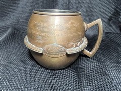 Vintage Reyka Vodka Copper Nautical Ship Porthole Cup Mug with Handle